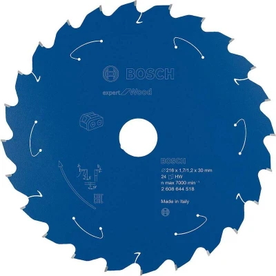 Afbeelding van Bosch 216x1,7x30mm 24 Tanden Cirkelzaagblad Expert For Wood Accu