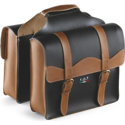 Afbeelding van Selle Monte Grappa Bauletto Dubbele Fietstas 29 Liter Leer Zwart / Donkerbruin