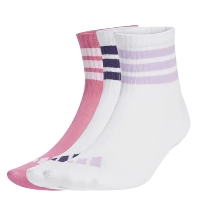 Afbeelding van adidas Uniseks Kind RIBBED 3PP SOCKS, White/White/Pink Fusion, 6.5 8