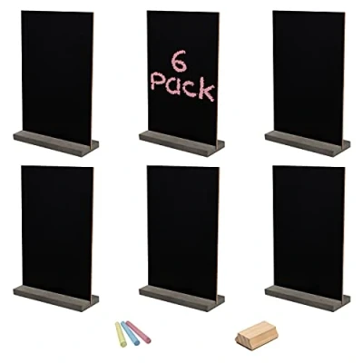 Afbeelding van Belle Vous Mini Krijtborden (6 Pak) 15 x 22 cm Kleine Dubbelzijdige Tafeltop Schoolborden met Houten Standaarden Bericht Borden Voor Bruiloft, Verjaardag, Feesten en Voedsel/ Buffet