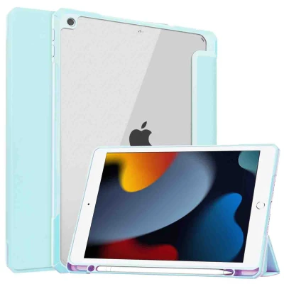 Afbeelding van Apple iPad 10.2 (2020) Hoes: iMoshion Trifold Hardcase Bookcase Shockproof/Valbescherming Hardcase,Bookcase Lichtblauw Kunststof Tablet