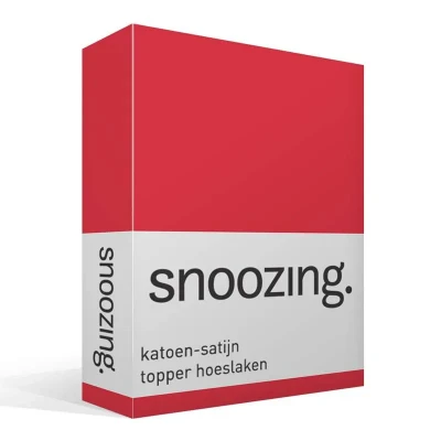 Afbeelding van Snoozing Katoen satijn Topper Hoeslaken Tweepersoons 150x200 cm Rood