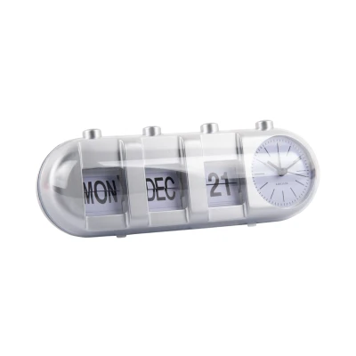 Afbeelding van Karlsson Wekker Retro Tube Calender Flip Zilver 26x9x9,3cm Nice thingZ alarmklok