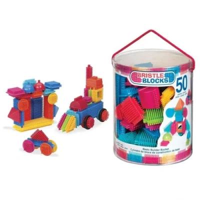 Afbeelding van Bristle Blocks 10126478 Bouwstenen om te steken, 50 delen in emmer, meerkleurig