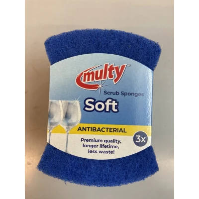 Afbeelding van Multy Hydrofiel Schuim Schuursponzen 3 Stuks Blauw