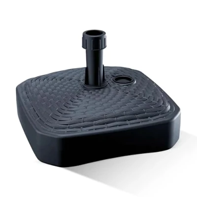 Afbeelding van GARDENIX parasolstandaard, vierkant, antraciet, rotanlook, van kunststof, vulbaar met zand, water, grind voor tuin, strand, terras, parasolhouder, standaard