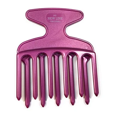 Afbeelding van Hercules Sägemann 245 professionele vingerstyler Afro Pick lila metallic 11 tanden 5/6 in offset 4 inch grof krultang New Line Original