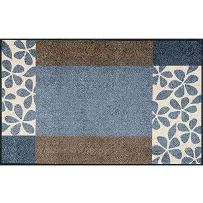 Afbeelding van wash+dry Voetmat, Florita Grey 75x120 cm, binnen en buiten, wasbaar
