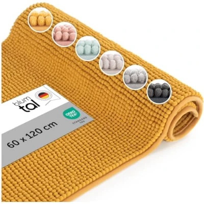 Afbeelding van Blumtal Badmat Anti slip Chenille Zachte 60 x 120 cm Mosterdgeel