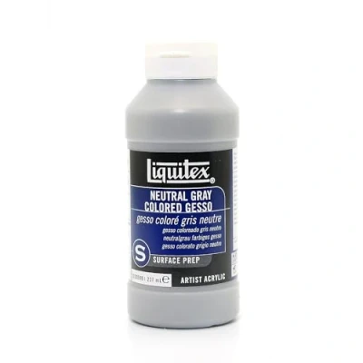 Afbeelding van Liquitex 5320599 Professional grijze gesso, universele primer voor acrylverf, lichte en verouderingsbestendige primer, klaar gebruik 237ml FLes,
