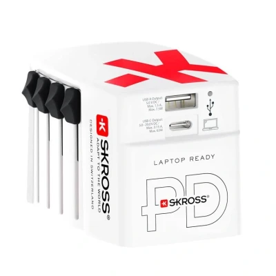 Afbeelding van Skross Wereldreisadapter MUV PRO 3 polig + 1 USB Snellader Type C 3250 mA Wit