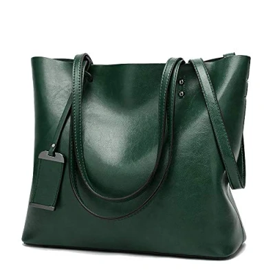 Afbeelding van Coolives Dames Tote Tas Schoudertas Hobotas Handtas met Hengsels in PU Leer Draagtas Hobo Schouderriem Crossbodytas Groen