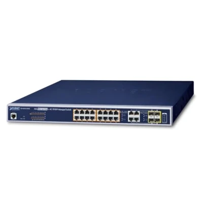 Afbeelding van Planet 16 poorts 10/100/1000T 802.3at PoE + 4 Gigabit (20 Havens), Netwerkschakelaar, Zwart