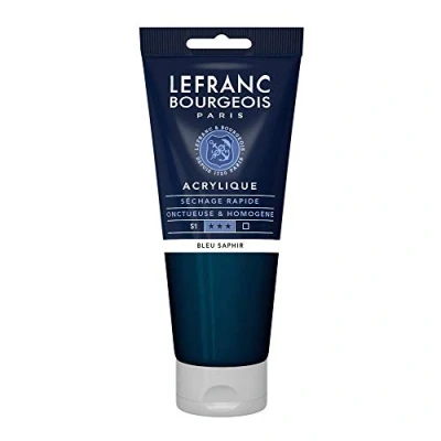 Afbeelding van Lefranc Bourgeois 300445 fijne acrylverf, hoog gepigmenteerd, goede dekking, romige homogene textuur 200ml tube, Sapphire Blue