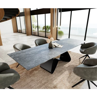 Afbeelding van DELIFE Eetkamertafel Edge 200 300x100 keramiek Laminam®Nero Greco grijs W frame zwart uitschuifbaar