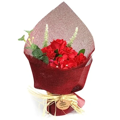 Afbeelding van Zeep Bloemen Boeket Rood Rozengeur 35 x 17 10cm