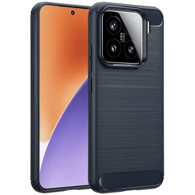 Afbeelding van Xiaomi 15 Hoesje Siliconen en TPU (zacht) imoshion Softcase/Backcover Donkerblauw Telefoonhoesje