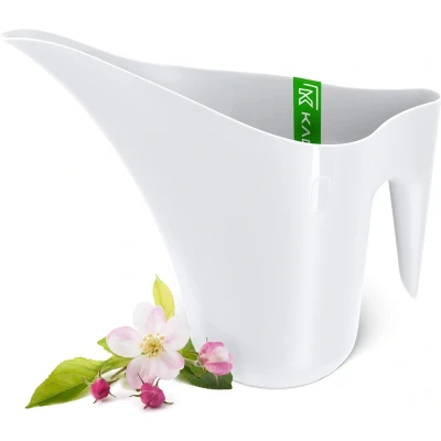 Afbeelding van KADAX gieter, 1,2 l bloemgieter, langhals gieter van kunststof, kan voor kamerplanten, tuingieter, bloembewateringsketel (wit)