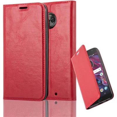 Afbeelding van Cadorabo Hoesje geschikt voor Motorola MOTO X4 in APPEL ROOD Beschermhoes Case magnetische sluiting Cover