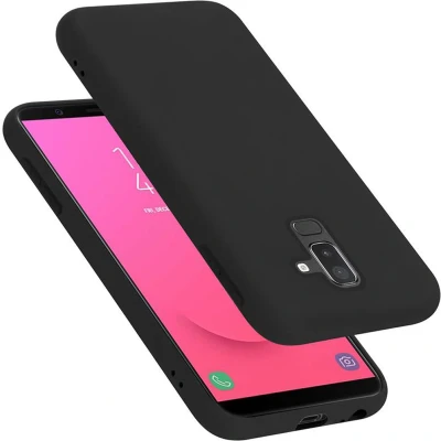 Afbeelding van Cadorabo Hoesje geschikt voor Samsung Galaxy A6 PLUS 2018 Case in LIQUID ZWART Beschermhoes TPU silicone Cover