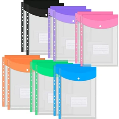 Afbeelding van Plastic Geslagen Zakken A4 Portefeuilles 12 STKS Poly Map Clear Stationaire Mouwen Ringband