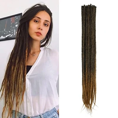 Afbeelding van Dunne 0,6 cm Synthetische Dreadlock Uitbreidingen Handgemaakte 20 Inch Strengen Gehaakt Haar Lange Gehaakte Vlechten Hip Hopstijl Zachte Dreads Haarextensies, MT1B 27#