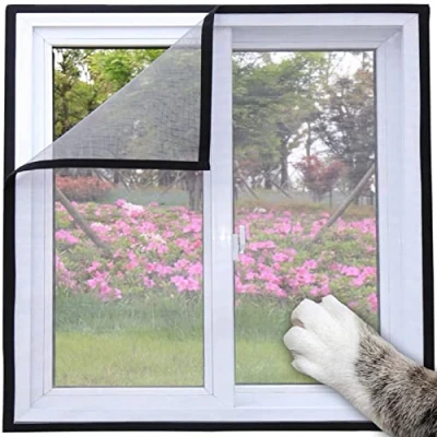 Afbeelding van Xpnit Kattenraambescherming, raamgaas voor katten, veiligheidsnet, anti kras raambescherming, kattenbalkonnet, vliegengaas, muggennet (120 x 180 cm, zwart grijs gaas)