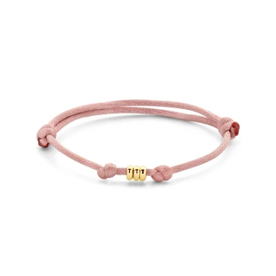 Afbeelding van Armband Satijn Zacht Roze 13 26 Cm 14K Goud Met Rubber/Nylon/Leer