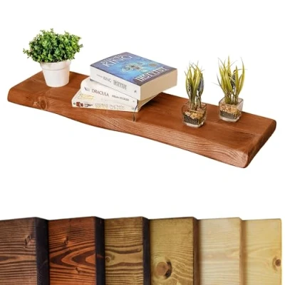 Afbeelding van Waney/Live Edge Chunky Rustieke zwevende Plank 9x2, Teak, 40cm