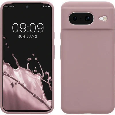 Afbeelding van kwmobile telefoonhoesje geschikt voor Google Pixel 8 Hoesje met siliconen coating Smartphone case in licht oudroze