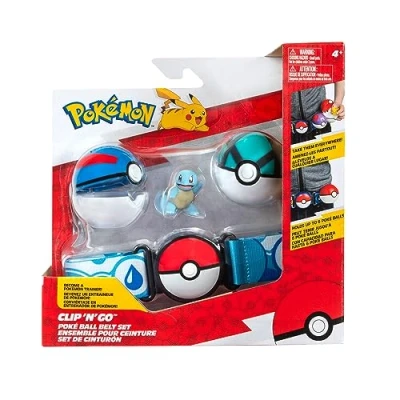 Afbeelding van Pokémon Set 2 inch Squirtle Battle Figuur met Clip &#039;N&#039; Go Plus Net Ball, Geweldige Bal en Riem Accessoires