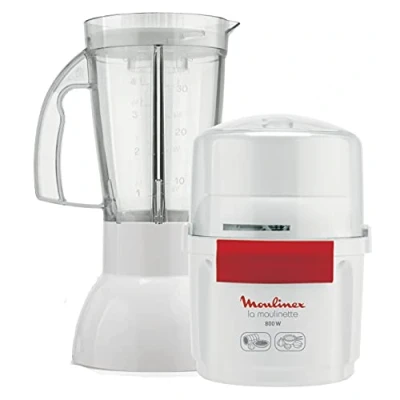 Afbeelding van Moulinex AR6801 Hakselaar en Blender La Moulinette 800 W+ dubbel mes roestvrij staal 200 g 750 ml 1 2 3 vruchten wit/rood