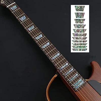Afbeelding van Alnicov Abalone Blue Trapezoid Gitaar toets Marker Inlay stickers, DIY Stickers voor of Bass