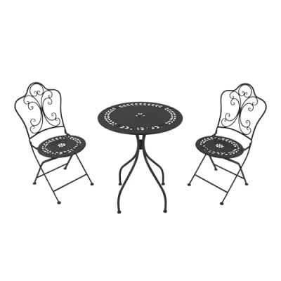 Afbeelding van AXI Marilou metalen Bistroset Romantisch Antraciet Gepoedercoat frame Balkon set 2 stoelen en tafel