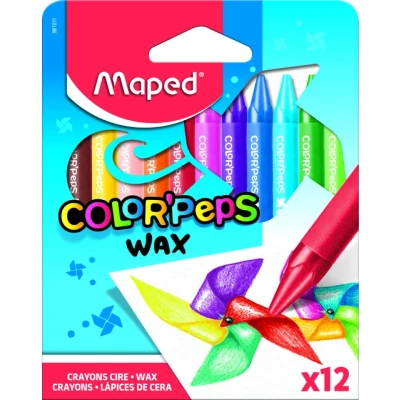 Afbeelding van Maped waskrijt Color&#039;Peps Wax, doos van 12 stuks in geassorteerde kleuren