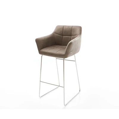 Afbeelding van Barstoel Yulo Flex slipframe roestvrijstaal vintage taupe