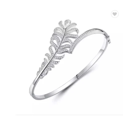 Afbeelding van N3 Collecties Mode sieraden Enkele Manchet Bladeren Armbanden &amp; Bangles Pave Zirkoon Voor Vrouwen Meisjes 925 Sterling Zilveren Armband