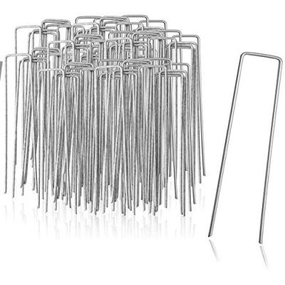 Afbeelding van COM FOUR® 100x grondankers van gecoat staal robuuste grondpennen voor het bevestigen onkruidvlies en folies tuin camping hoekig (100 stuks 150x25x3mm)
