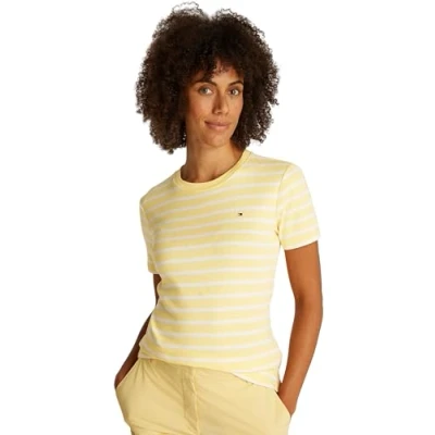 Afbeelding van Tommy Hilfiger SLIM CODY Tshirt basic, Dames, Maat: XXL, Citronella/ecru