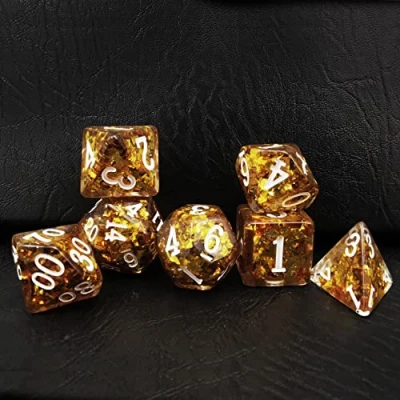 Afbeelding van Bescon Dense Core Polyhedral dice Set of Golden, RPG 7 in Brick Box Packing