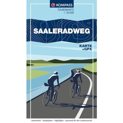 Afbeelding van KOMPASS Fahrrad Tourenkarte Saaleradweg Von Münchberg nach Schönebeck (Elbe) 1:50.000: Leporello Karte, reiß und wetterfest: 7045