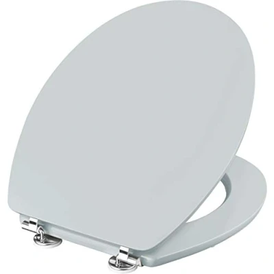 Afbeelding van Cornat Wc bril &quot;Telo&quot; Eenvoudige look in manhattangrijs Hoogwaardige houten kern Comfortabel zitgevoel Effen design past elke badkamer/toiletbril/wc deksel / KSTEL22