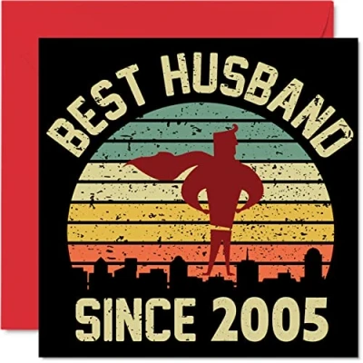 Afbeelding van 17e verjaardag kaart voor man van vrouw beste sinds 2005 I Love You cadeaus, gelukkige bruiloft kaarten partner, 145mm x wenskaarten zeventiende jubilea
