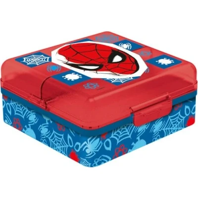 Afbeelding van STOR Rode Spiderman kunststof boterhamdoos voor kinderen van Marvel met meerdere vakken
