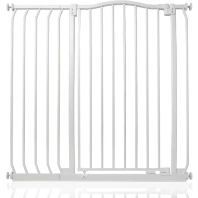 Afbeelding van Bettacare Extra Hoge Hondenhekje met Gebogen Bovenkant Assortiment, 98cm 107cm (69 opties beschikbaar), Mat Wit, Hoog 100cm in Hoogte, Drukfit Hekje voor Hond en Puppy, Huisdieren Honden, Eenvoudige Installatie