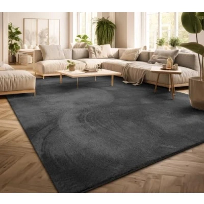 Afbeelding van Vloerkleed Woonkamer Laagpolig Eenkleurig Modern Design Wasbaar Geel Gold, Kleur: Antraciet, Maat:120x170 cm