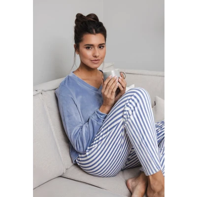 Afbeelding van Pastunette Blue Fog Pyjama/Huispak Fanel/Fleece Maat 50