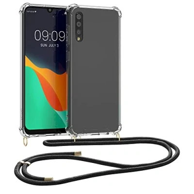 Afbeelding van kwmobile telefoonhoesje geschikt voor Samsung Galaxy A50 Hoesje met telefoonkoord Back cover in transparant / zwart