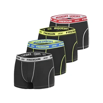 Afbeelding van FREEGUN Herenonderbroek zonder vervorming, boxershorts voor heren, AKTIV, bewegingsvrijheid en luchtig mesh (4 stuks), Zwart, XXL