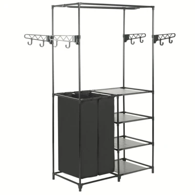 Afbeelding van Kledingrek 87x44x158 cm staal en ongeweven stof zwart